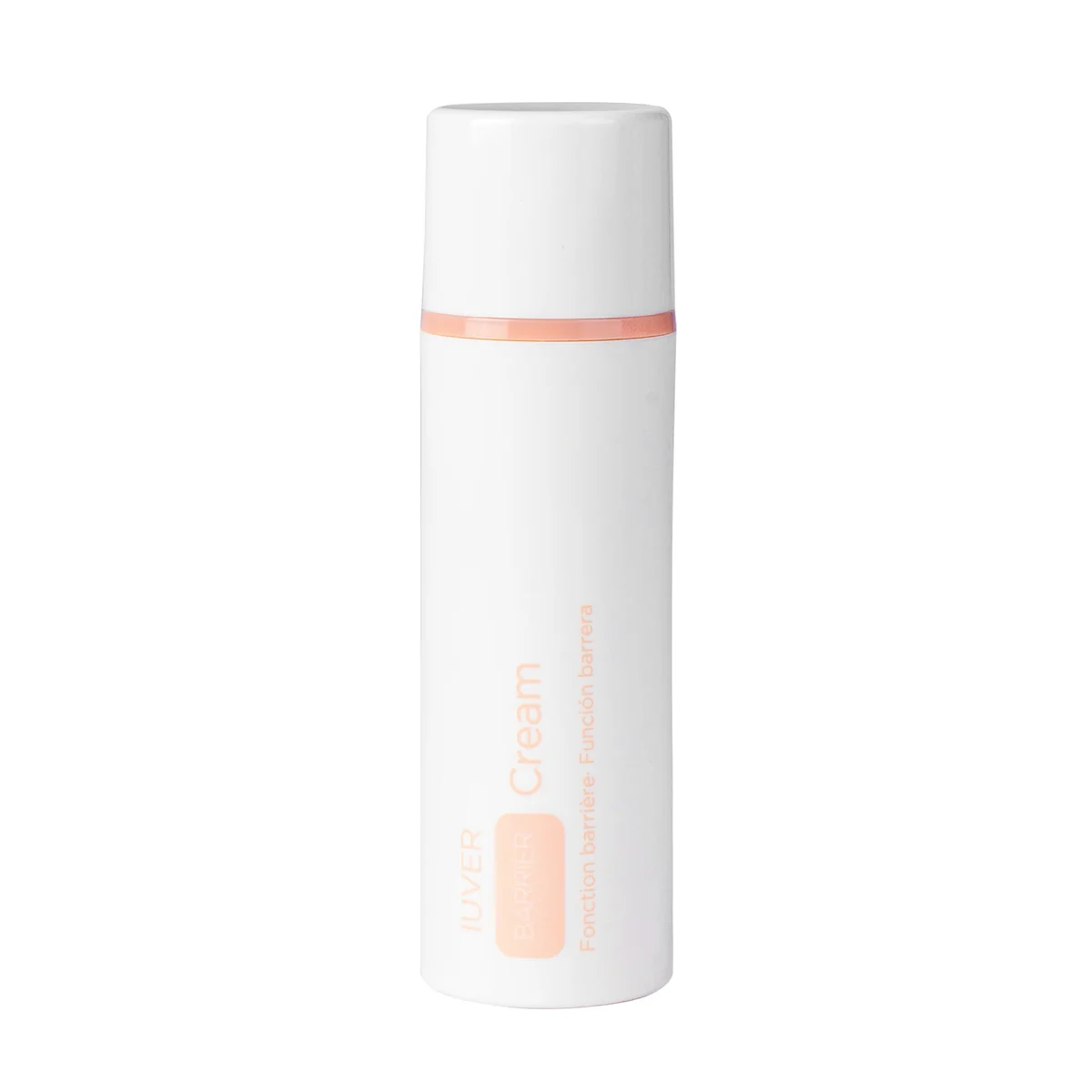 Chai IUVER Barrier Cream 50 ml, thân trắng với vòng peach ở cổ chai